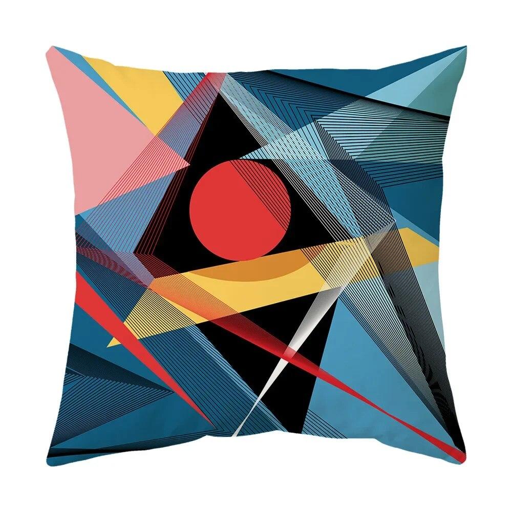 Colorful Geometric Abstract Pattern Printed Pillowcase, Sofa Cushion Cover, Office Car Decoration, Personalized Home Decoration