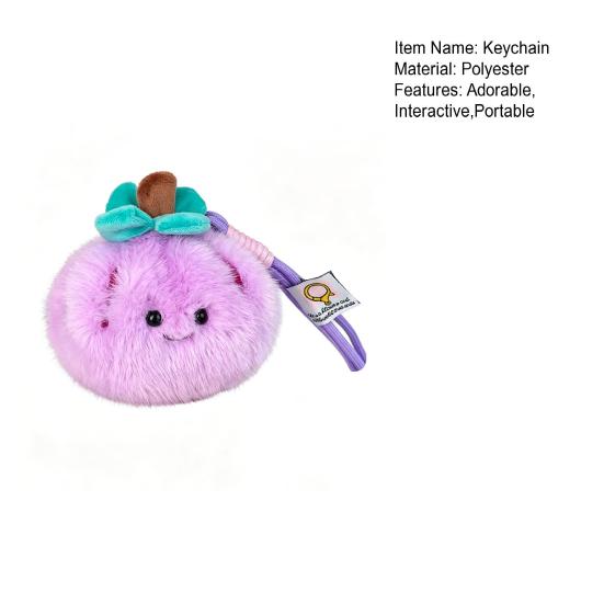 Peelable Fruit Plush Keychain 3.54-Inch Stuffed Toy for Kids Adults Cute Orange Lemon Durian Shape Interactive Stress Relief Toy