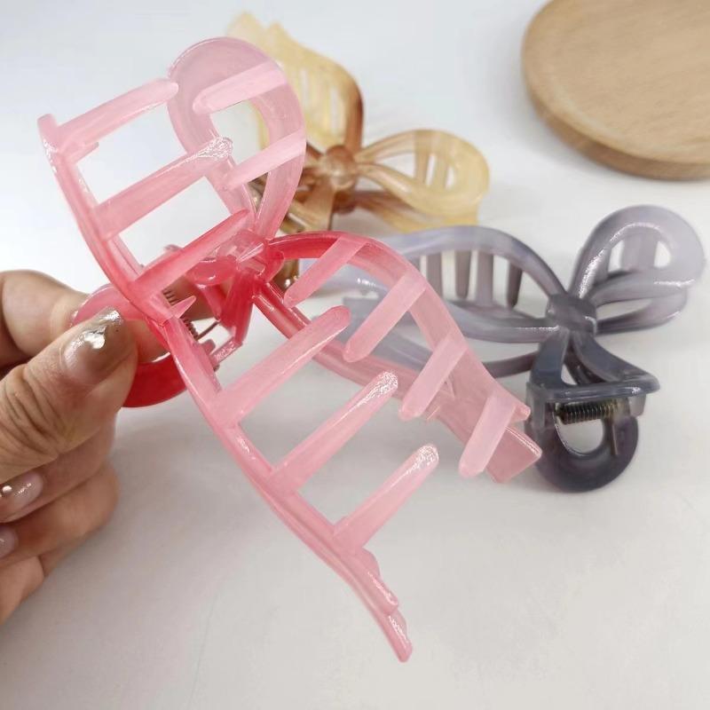 Simple Hollow Streamer Bow Ties Oil Dripping Plastic Hair Claw Clip Hairpin Hair Accessories for Women