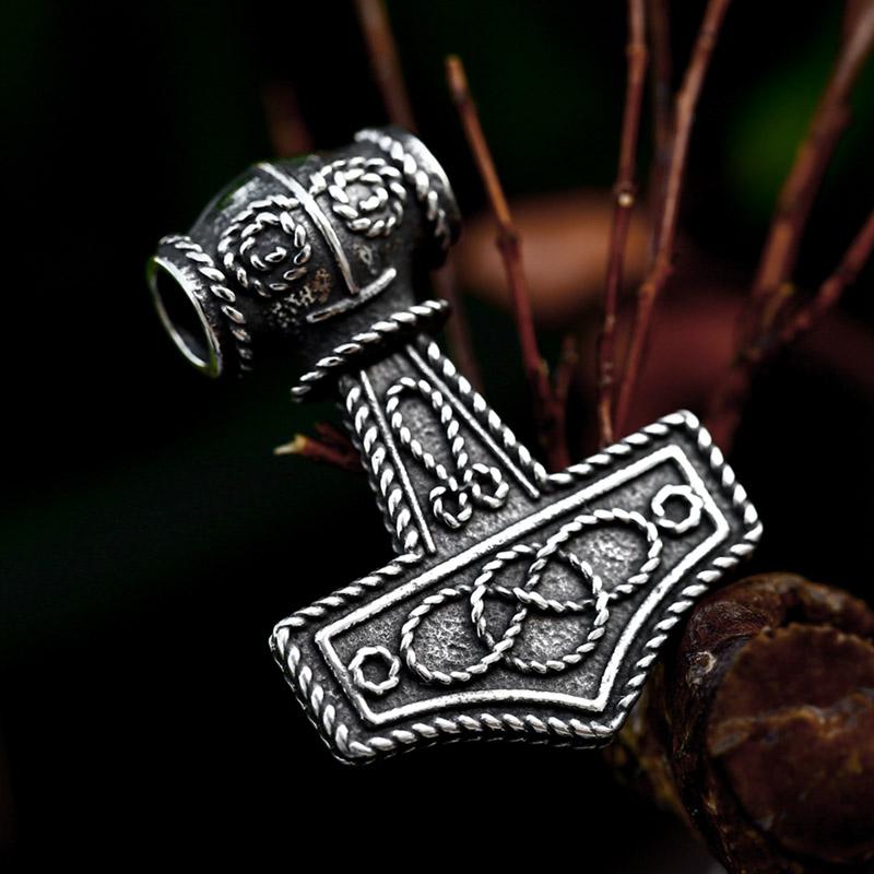 

BEIER 2023 New Design 316L Stainless Steel Viking Amulet Nordic Mjolnir Thor s Hammer Pendant Owl pattern Pendant For Men Retro