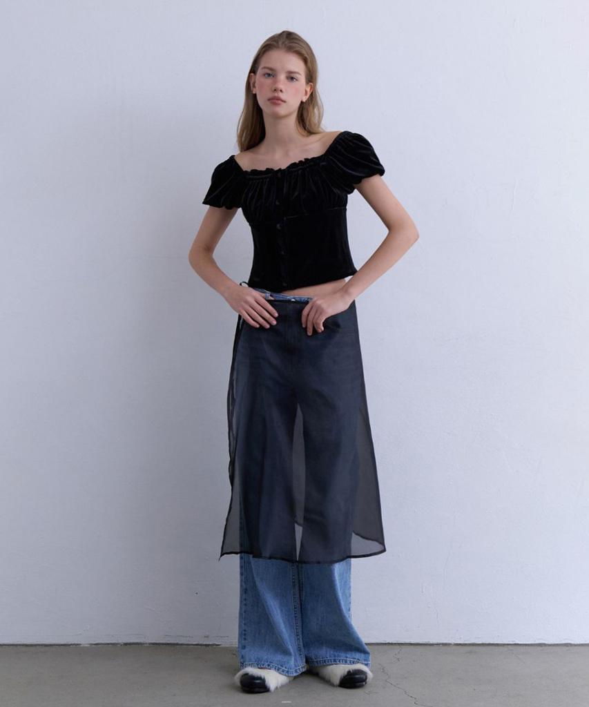 MURMURE Dewy Velvet Shirred Blouse_Dewy Blouse