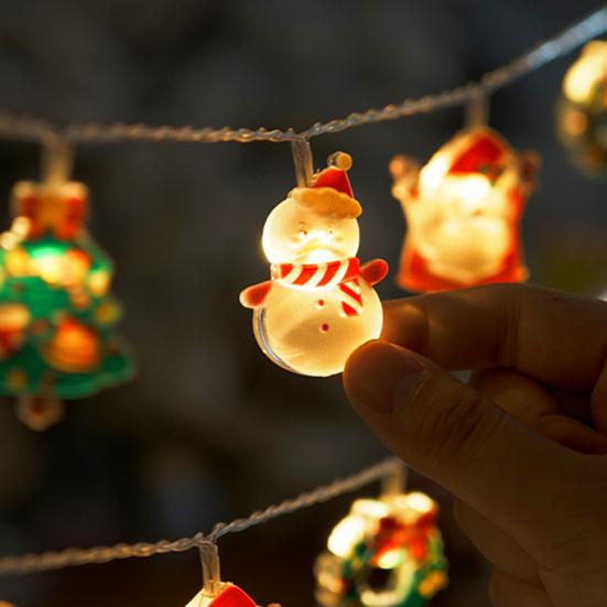 LED String Light Easy to Install Battery Powered Santa Claus Snowman String Light Christmas Fairy Lamp Party Supplies
