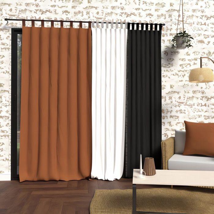 Rideau à pattes en microfibre lavée 135x250 cm BOHEME terra, par Soleil d'Ocre