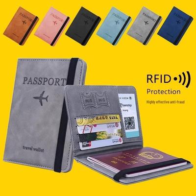 PU Leather RFID Passport Wallet Set with Strap, Card Holders, Ticket Sleeve, and SIM Slot