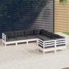 Vidaxl 8-Cz. Garden Lounge Set, With Cushions, White Pine