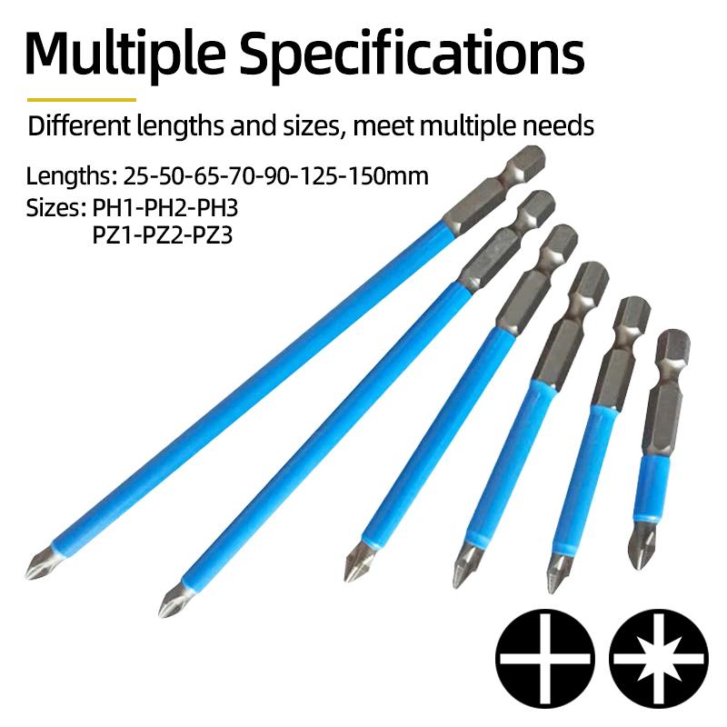 PH2 Phillips Screwdriver Bits Cross Head Magnetic 50/100/150mm Hand Tool 1/2” Square To 1/4” Hex Wrench Socket Adapter Converter