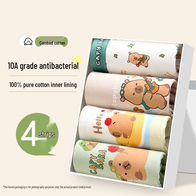 Children's Class A Pure Cotton Boxer Briefs, Antibacterial, 100% Cotton Crotch