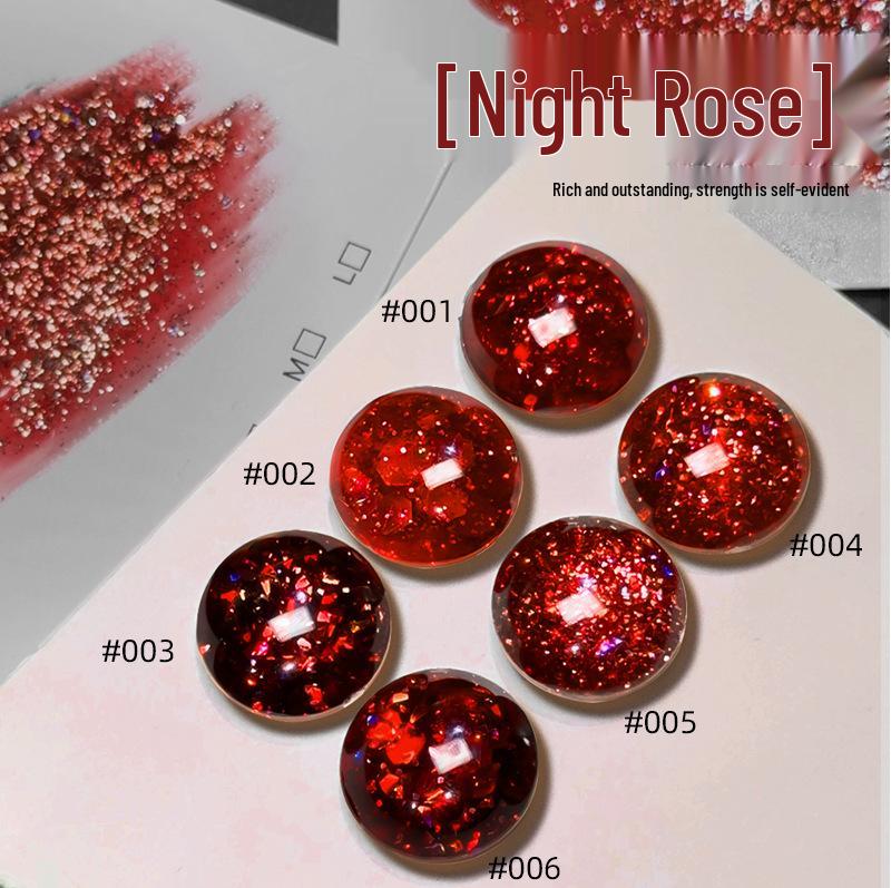 Super Flash Dark Night Rose Red Diamond Gel: Versatile Red Glitter Nail Art for Autumn/Winter