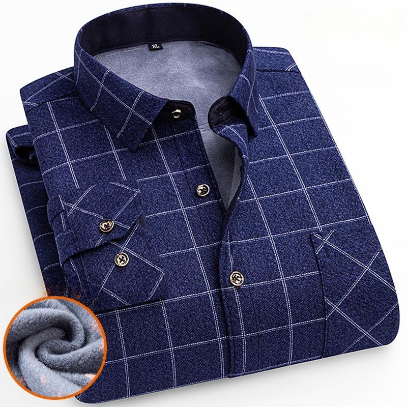 Men's Winter Sherpa Lined Flannel Shirt Jackets Long Sleeve Button Down Fleece Dress Shirts for Men Casual Warm Comfortable Thermal Shirt With Pockets