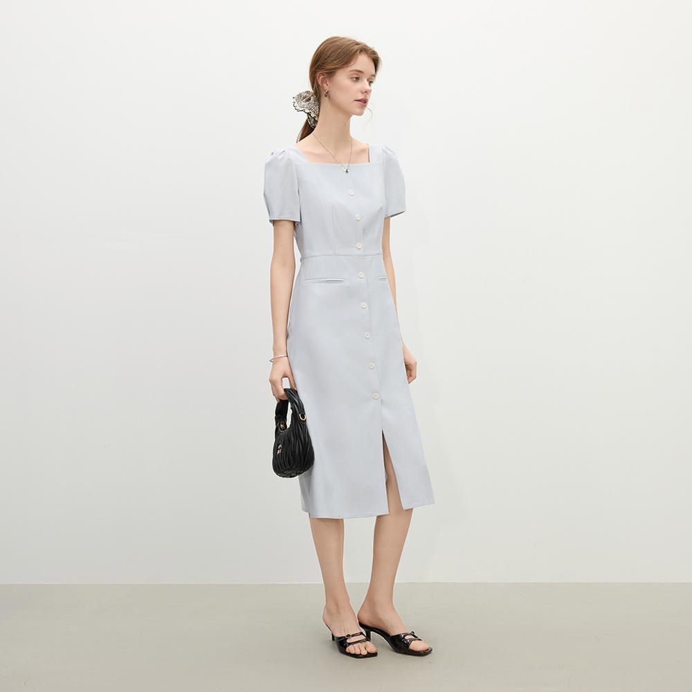 Wednesday Delight Wd_Temperament Button Dress_2Color