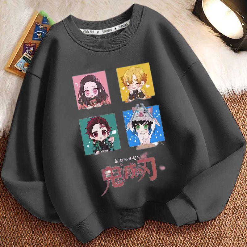 Children's Loose Demon Slayer Hoodie, Spring and Autumn Boys' and Girls' Casual Round-neck Coat