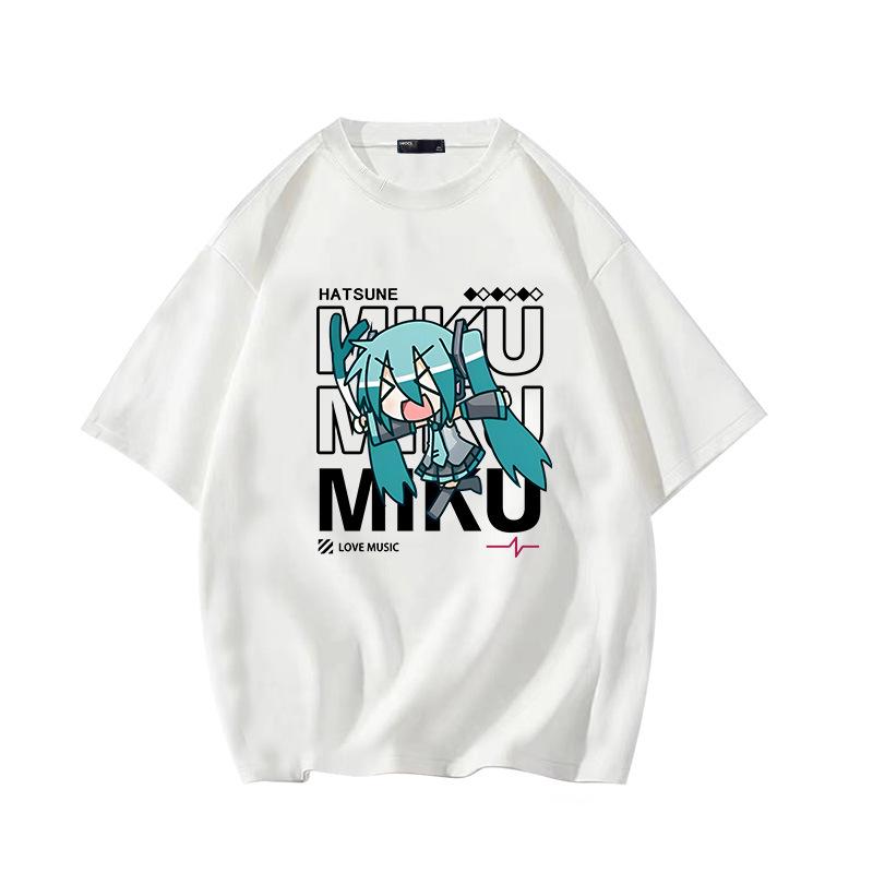 Diva Miku Hatsune Baumwoll-Kurzarm Herren Oversize T-Shirt für Teenager