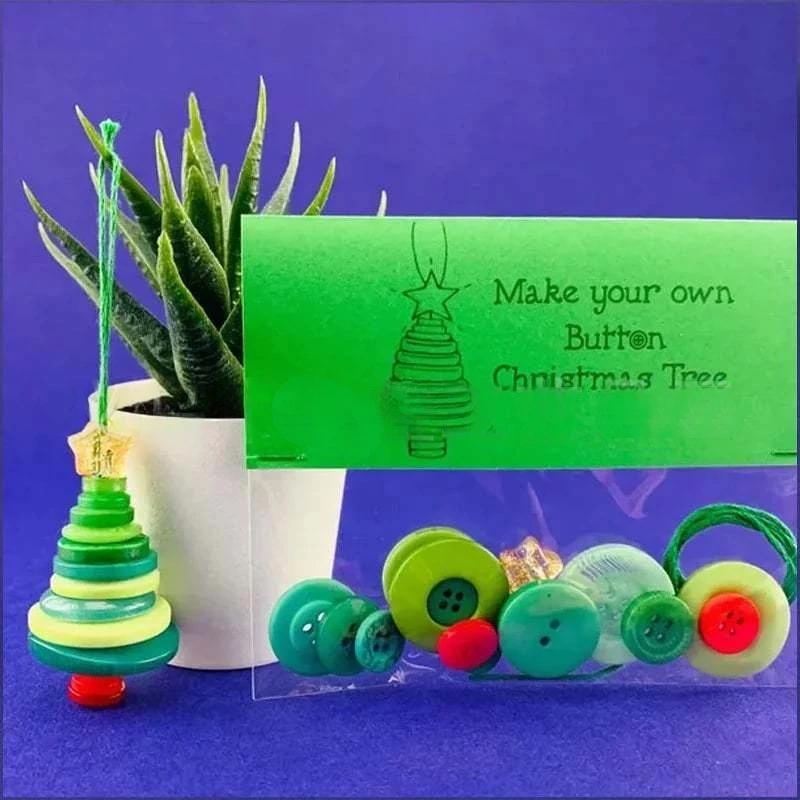 Make Your Own Button Christmas Tree Kit Xmas Crafts Ornament DIY Colorful Button Snowman Hanging Ornament Decorations Supplies