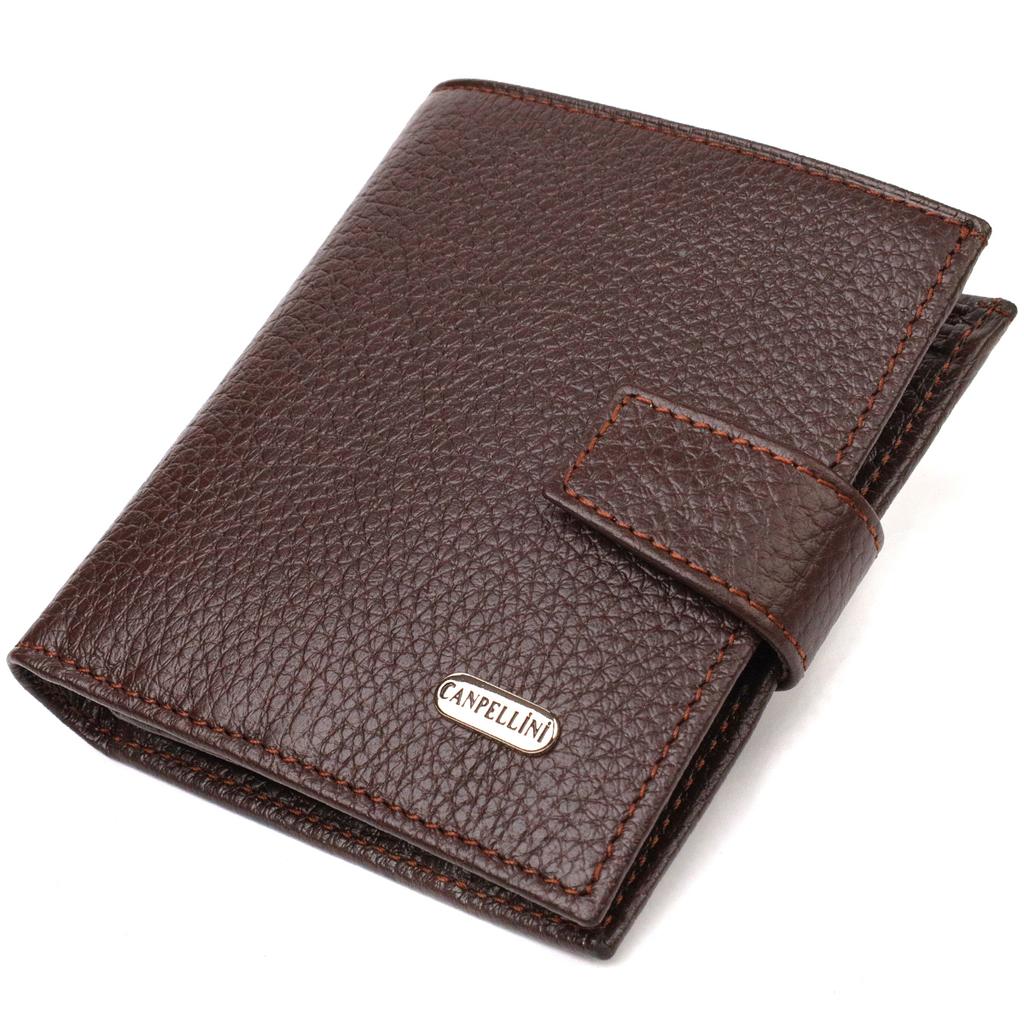 Universal Men's Wallet Made of Genuine Grained Leather CANPELLINI 21744 Brown