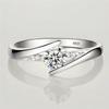 Cute Female White Zircon Round Stone Ring Silver Color Engagement Charm Wedding  For Women