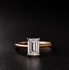 Emerald Cut Moissanite Engagement Ring, 14k Gold Plated Silver Solitaire Ring, Classic Diamond Ring, Wedding Ring,