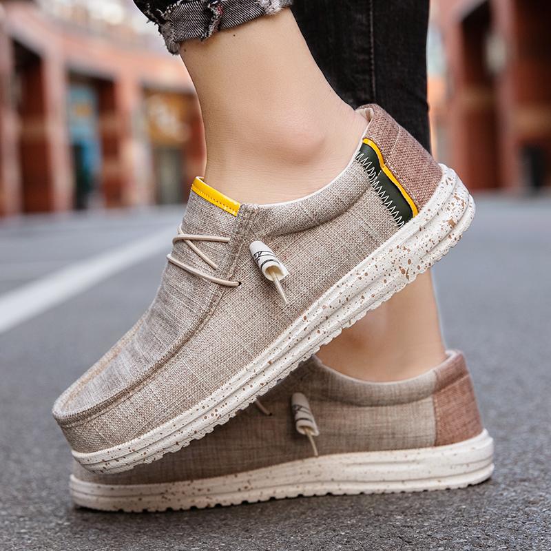 Men's Canvas Casual Shoes Lightweight Loafers Soft Shoe Vulcanized Shoe Driving Flat Shoes Covers Outdoor Walking Shoes 2025