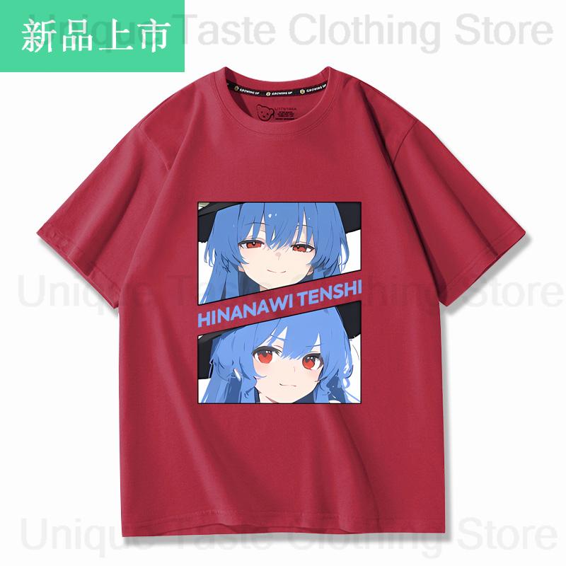 

Touhou Project T Shirt Hinanawi Tenshi Cute Cartoon Print Tshirt Harajuku Fashion High Quality Cotton Short Sleeve Tee Tops S