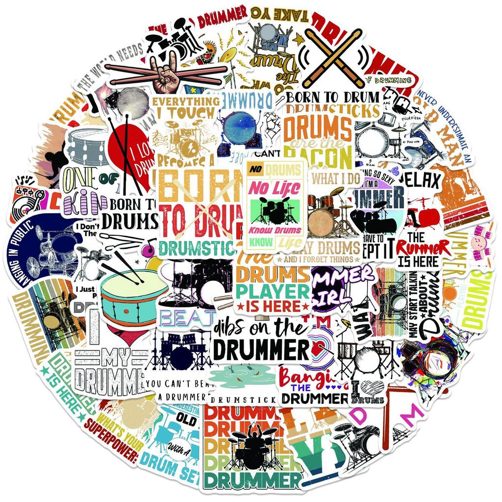 50 Rock Rack Drum Graffiti Stickers Personalized Decorative Guitar Notebook Suitcase DIY Waterproof Stickers