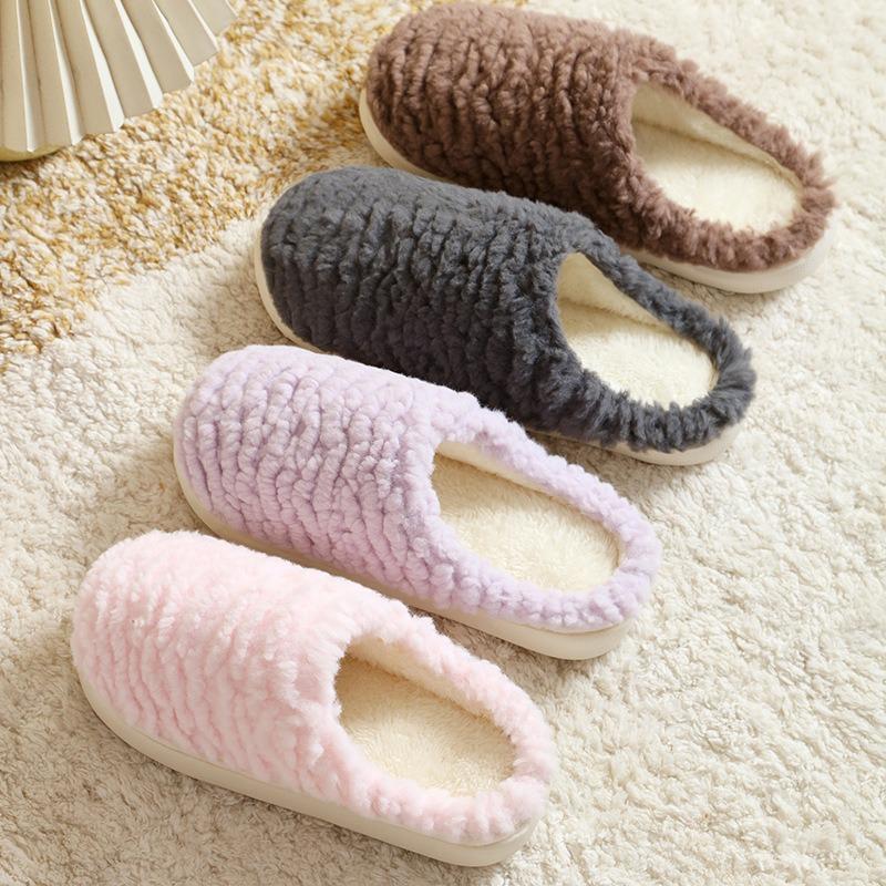 New cotton slippers women's winter home indoor warm couple non-slip plush slippers men's autumn