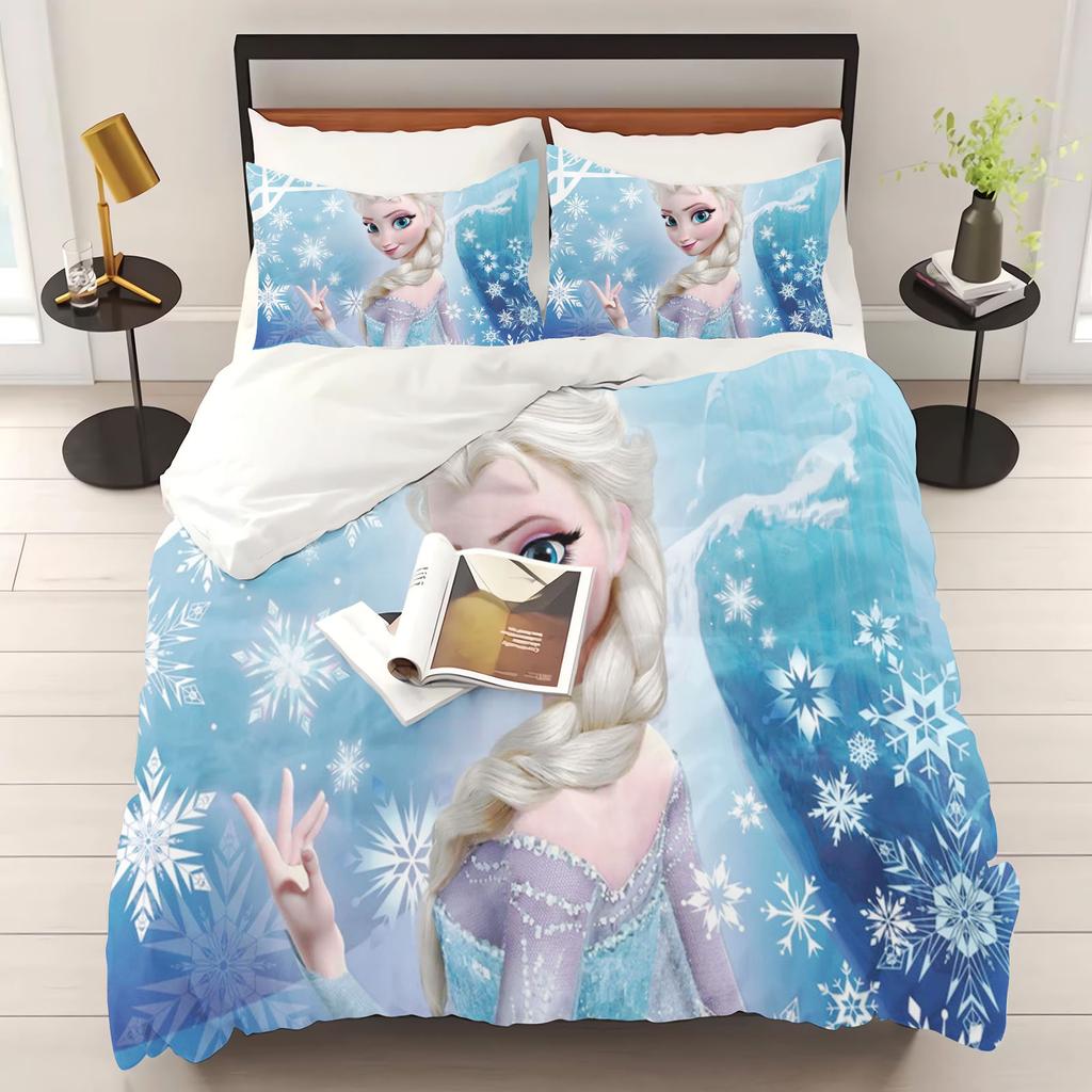 Prinzessin Elsa Frozen Aufdruck Schlafzimmer Bettwäsche Set Bettbezug Weihnachtsgeschenke Komfort Cartoon Mit Kissenbezug