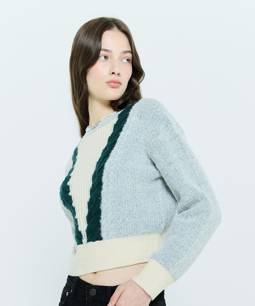 LARTIGENT L6 Cable Color Knit(Gray)