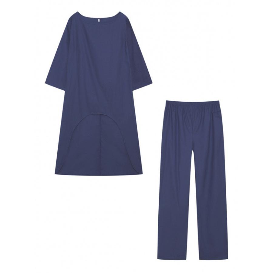 New Women's Cotton Linen Fashion Casual Plus Size Irregular Long Sleeve Set Wide Leg Pants Two Piece Outfit