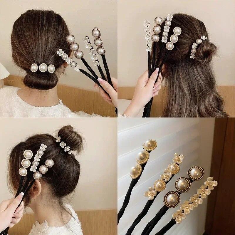 Shell Flower Hair Styling Tool Ball Head Flower Bud Head Bun Maker Bow Pearl Hair Pin Lazy Hair Dish Artifact Braids Maintenanc