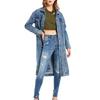 Giacca Retro da Donna Slim Fit Denim Lavato Lunghezza Media Collo a Revers Bottoni