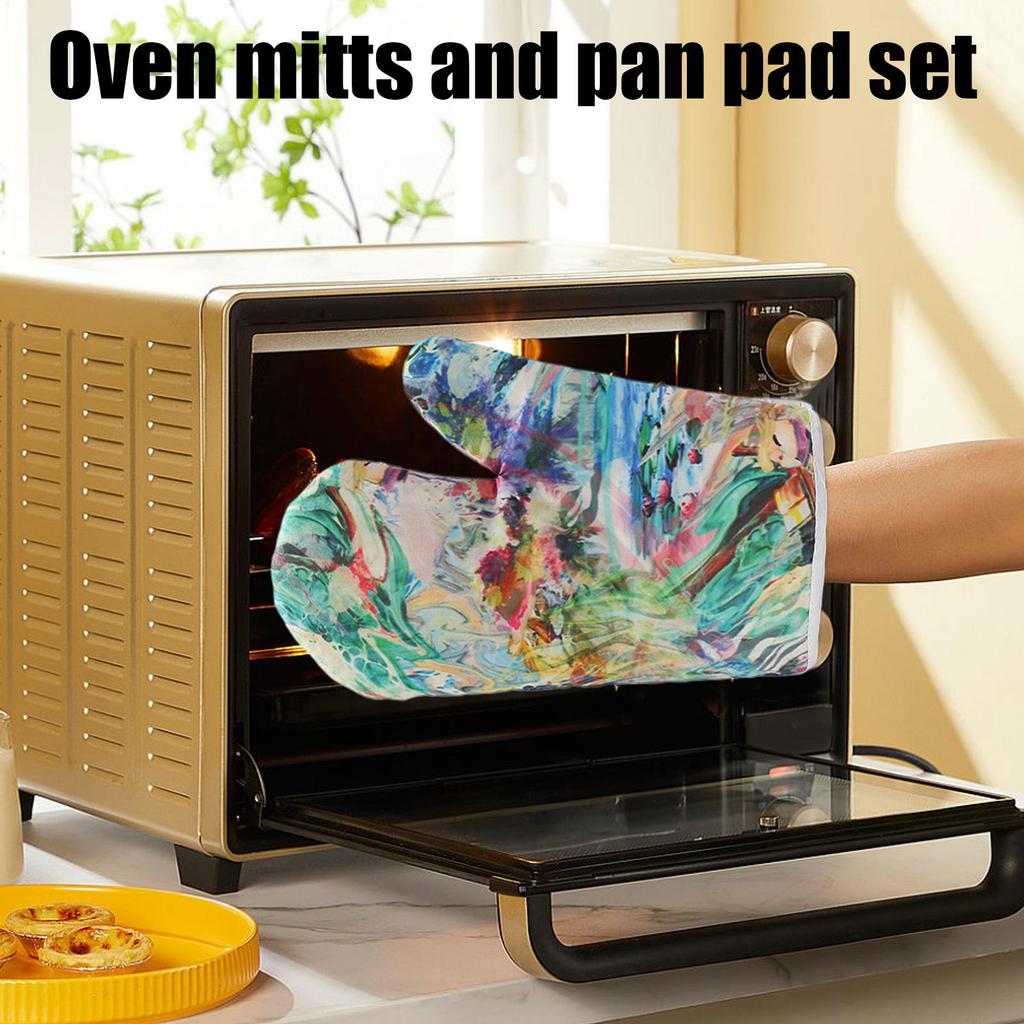 Pot Holders And Oven Mitts Heat-Resistant Gloves Potholders Kitchen Oven Mitts Pan Rack Set For Microwave Pan Plate Bowl Bakery