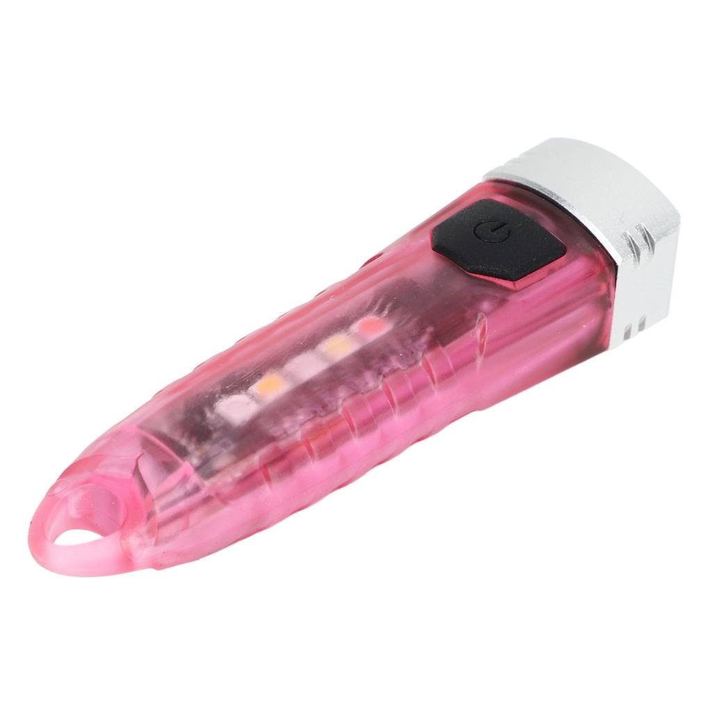 Portable Mini Keychain LED Light Torch Rechargeable IPX6 Type C Small Outdoor Keyring Flashlight 400LM Transparent Pink