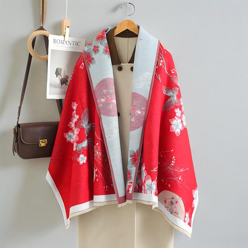 

Women s Retro Ethnic Imitation Cashmere Scarf - Little Fragrance Style, Warm Dual-Use Shawl 70*180cm
