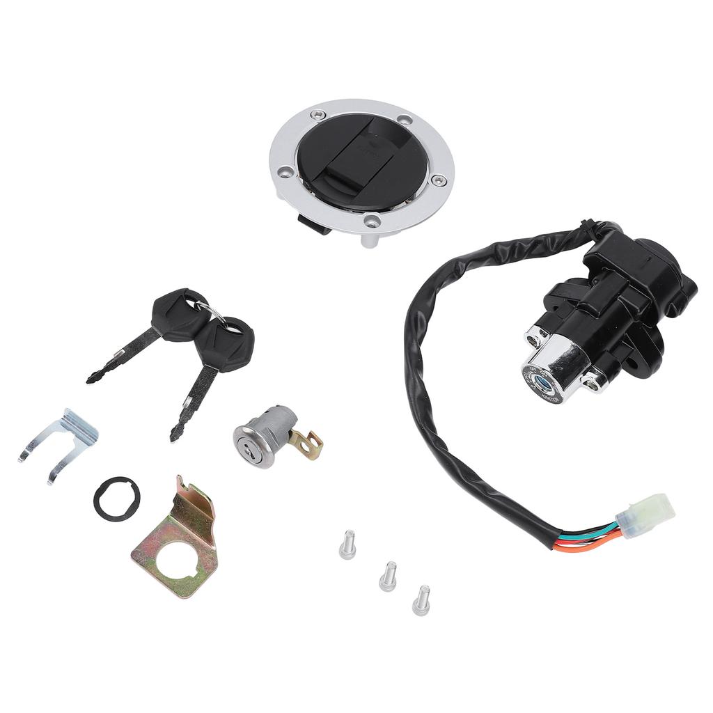 Motorcycle Ignition Switch Gas Cap Cover Seat Key Lock Set Replacement for Suzuki R600 R750 R1000 GSF650