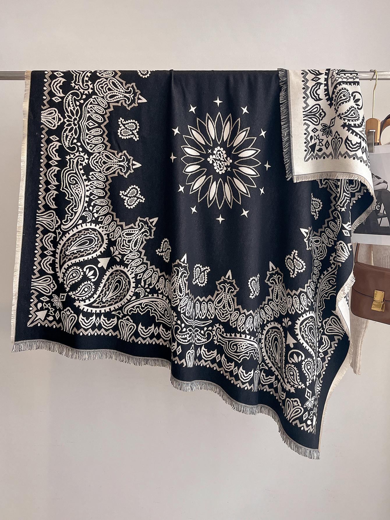 

Luxury Women S Winter Faux Cashmere Scarf Paisley Print Tasseled Multi-Way Pashmina Shawl Stylish Accessory For Cold Weather