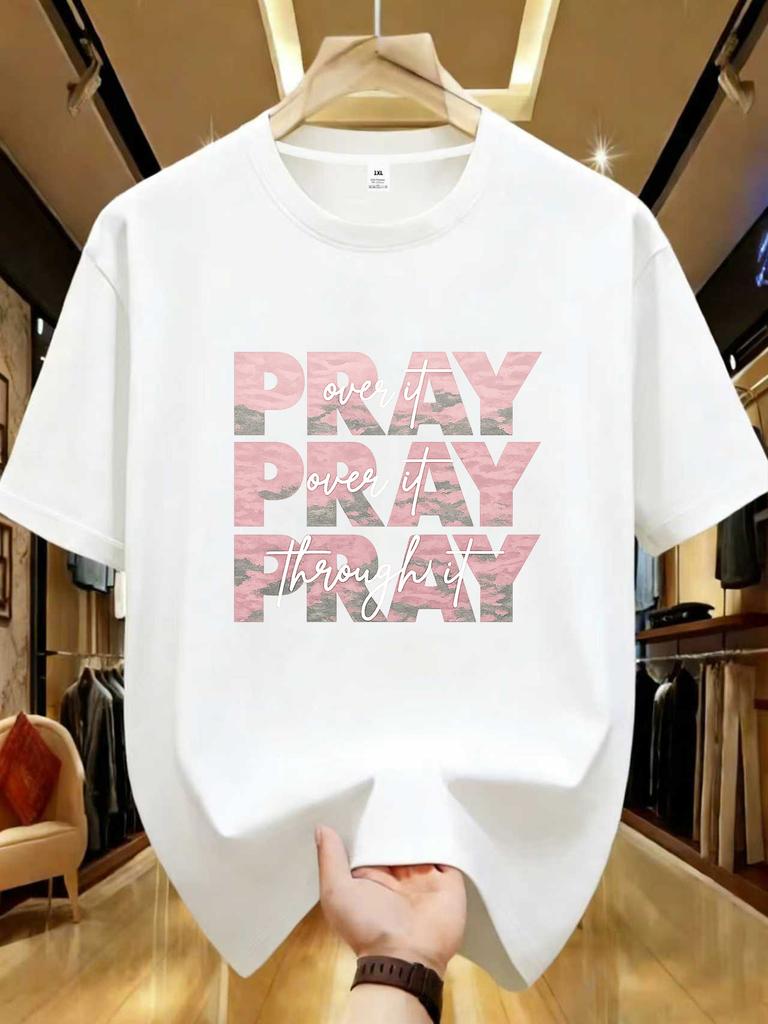 Wzm104168creative Letter Printed Plus Size Unisexs Round Neck Summer Casual Short Sleeved Street Fashion Versatile Tshirt