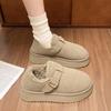 Retro velvet warm thick-soled non-slip snow boots 2024 autumn new fashion outer wear lazy one-pedal single shoes