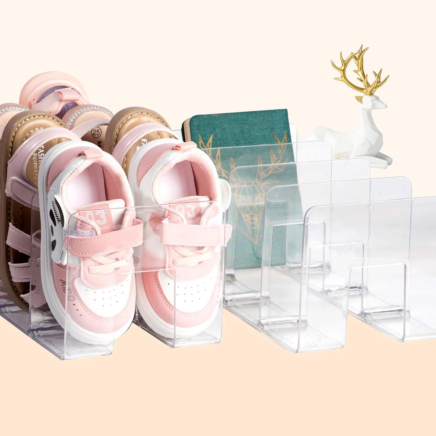 2PACK Clear Acrylic Kids Shoe Rack Baby Shoe Storage Organizer Stackable Shoe Shelf Desk File Sorter Book Purse Organizer 5000₽