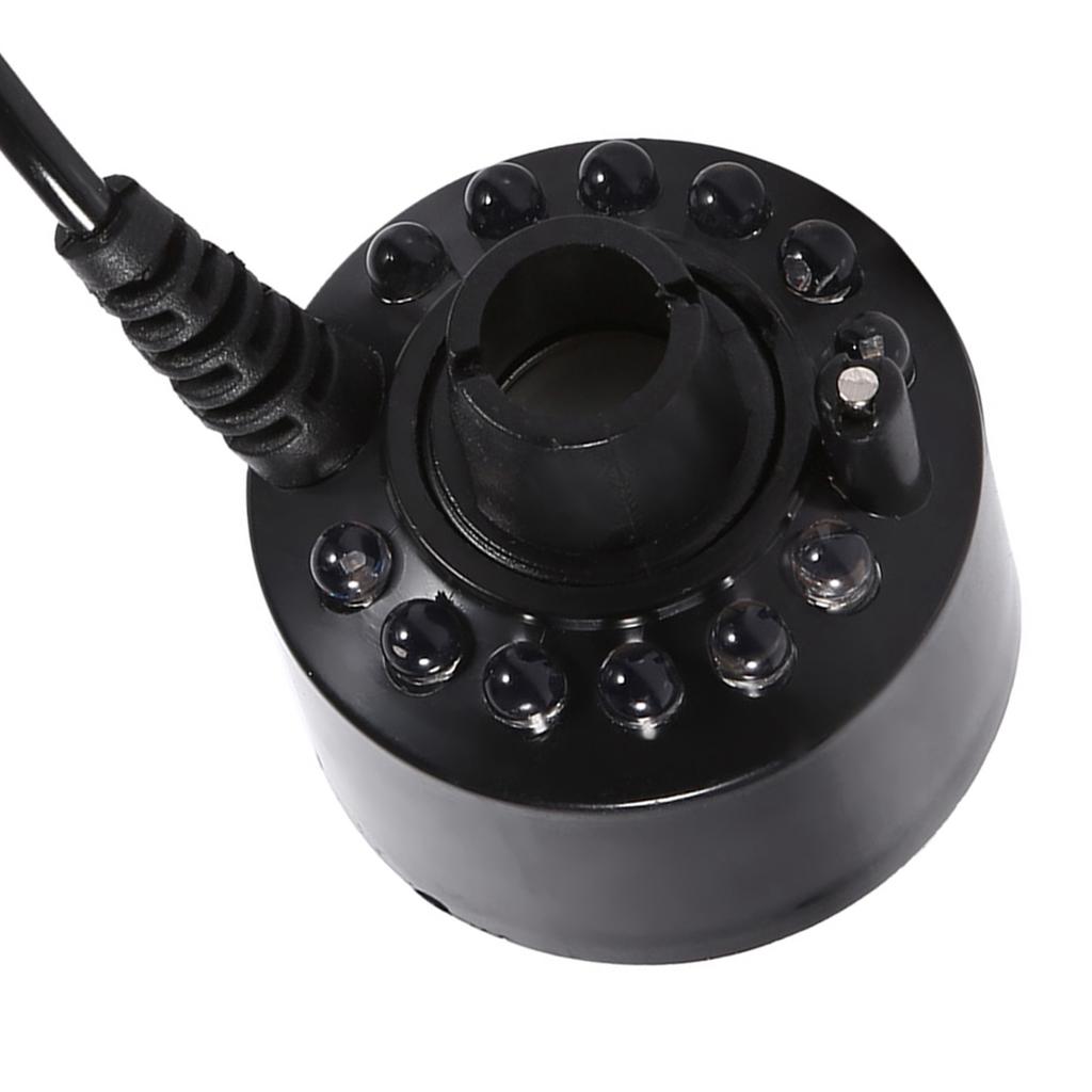 Mist Generator with 12 LEDs, Color Changing Ultrasonic Water Pond Atomizer, Humidifier with 12 LEDs, Ideal for Decorative Effects, Rock Garden, Founta