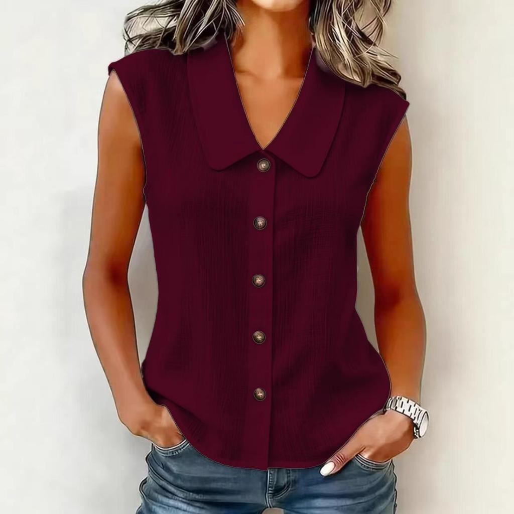 Summer Women's Solid Color V-neck Sleeveless Knit Button Cami Top, Fashion Casual Streetwear for Women