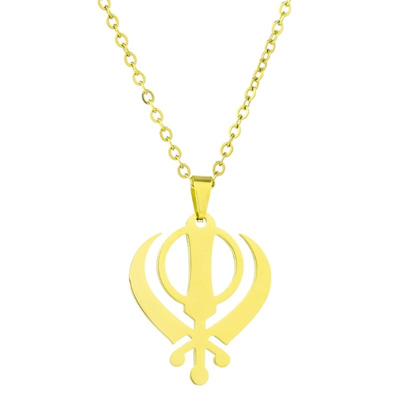 India Sikhism Necklace Religious Symbol Clavicle Chain Cultural Symbol Pendant Neckchain Unisex Religious Metal Jewelry