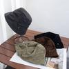 Retro pleated suede bucket hat women's spring and autumn new versatile face small bucket hat literary temperament basin hat