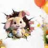 Easter Cartoon Broken Wall Cute Bunny and Eggs Holiday Home Decoration Wall Sticker Self-Adhesive