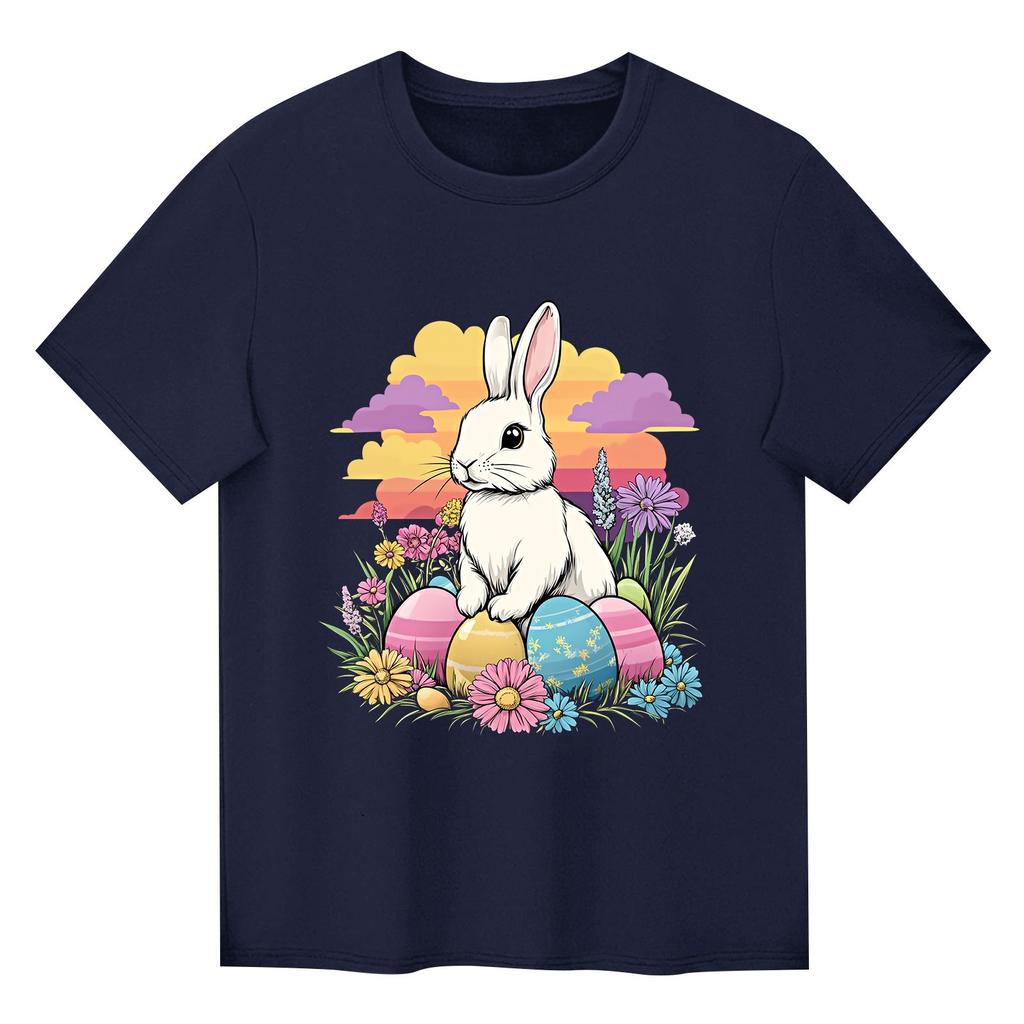 Children's Printed Short Sleeved Round Neck Casual Comfortable Loose Lightweight Top