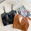 Brassiere Women PU Camisoles Bralette Thin Shoulder Strap Bra Alluring&Innocent Tank Top  Girls