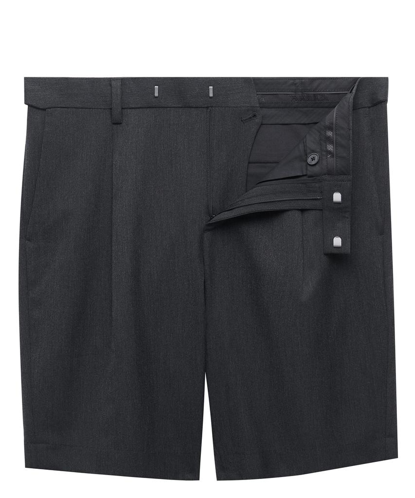 Musinsa Standard Lightweight Hidden Elastic Waist Half Slacks [Charcoal Gray]