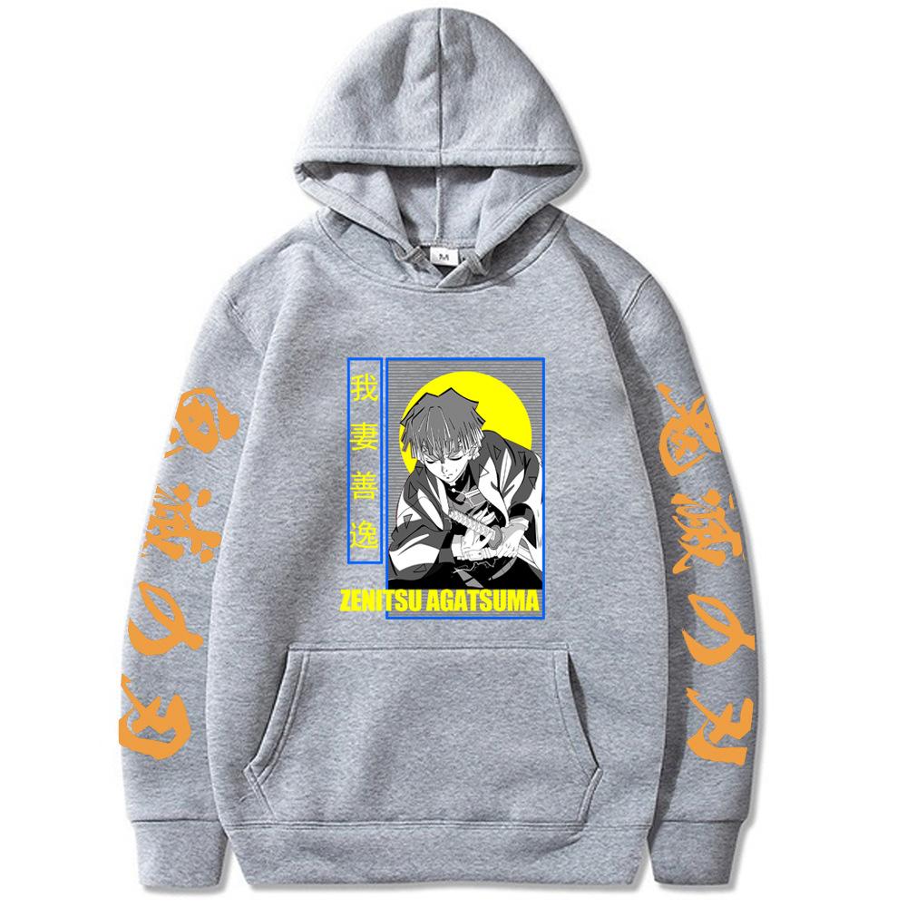Sudadera con capucha gráfica Agatsuma Zenitsu Unisex Otoño Invierno Suéter afelpado Harajuku Street Fashion Jersey Ropa para hombre y mujer