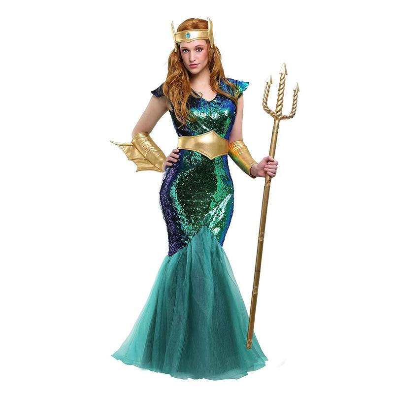 Cosplay Halloween costume adult couple sea king, ancient Egyptian Cleopatra pharaoh costume, queen king war god show costume