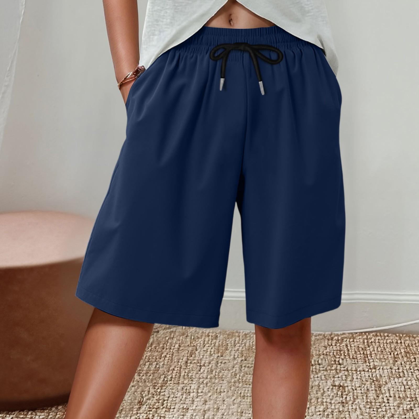 

Women s Sports Shorts Casual Loose Solid Color Breathable Quick Drying Shorts XL Темно-синій