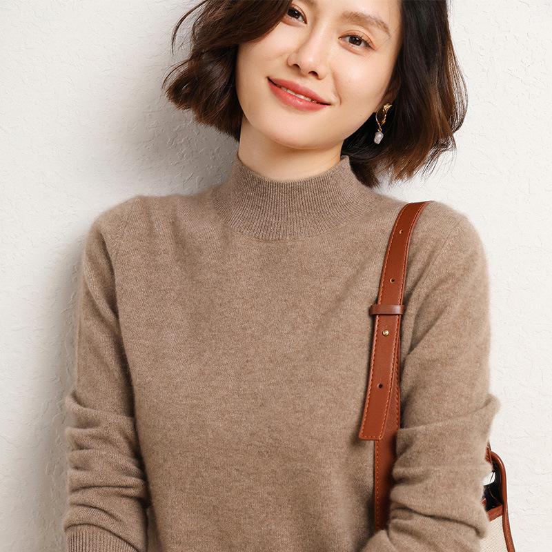 

«Женский свободный свитер с длинным рукавом и полуводолазкой — новый стиль осень/зима» XL мятный зеленый