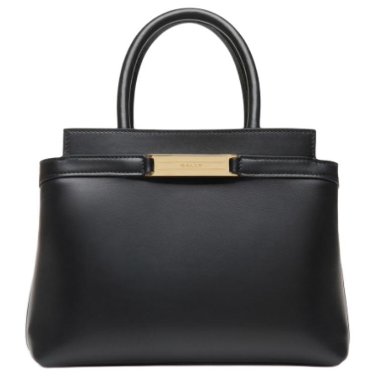 Bally Logo Magnetic Closure Leather Shoulder Crossbody Handbag Medium Women Handbags Black 6310322